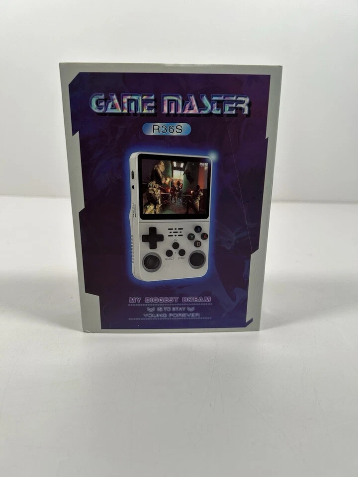 Handheld Game Console Portable, Purple Transparent, Built-in Battery - Photo 1