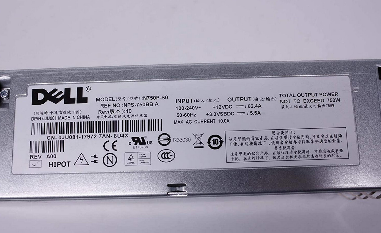 Dell N750P-S0 Power Supplies 750W 0JU081 for Dell PowerEdge 2950 Server Lot of 4 - Photo 1